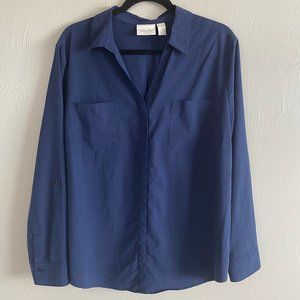 Chico's Navy Blue Button Up Blouse Size 3